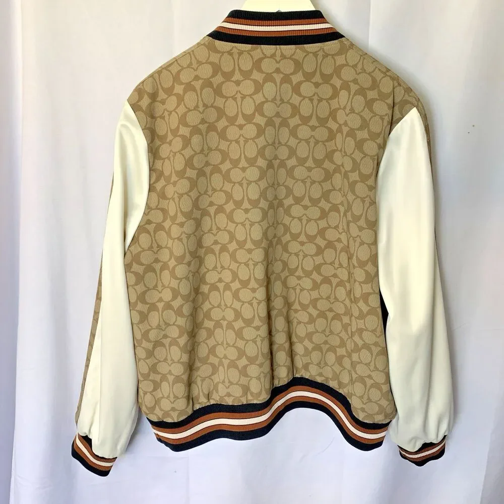 Coach Reversible Souvenir Bomber Jacket Green Floral Signature C Large - Picture 4 of 16